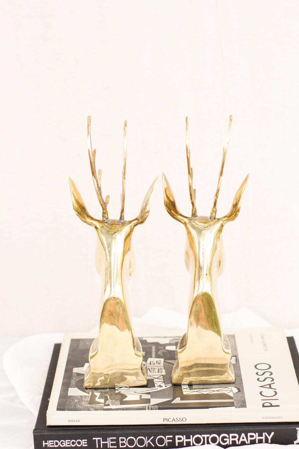 Pair of Brass Reindeer Bookends