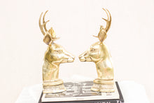 Load image into Gallery viewer, Pair of Brass Reindeer Bookends
