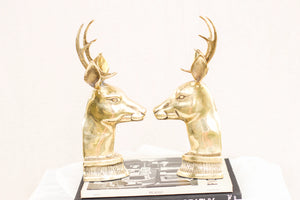 Pair of Brass Reindeer Bookends