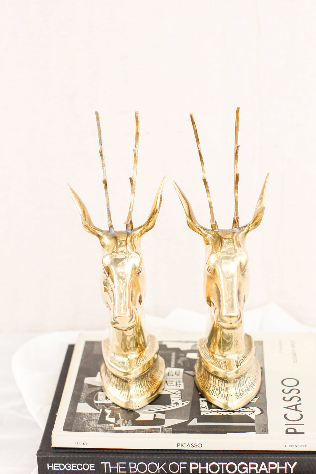 Pair of Brass Reindeer Bookends