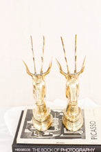 Load image into Gallery viewer, Pair of Brass Reindeer Bookends
