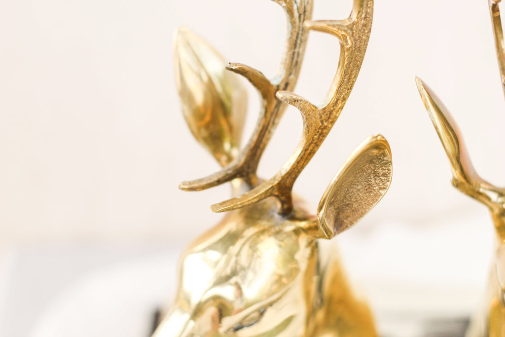 Pair of Brass Reindeer Bookends