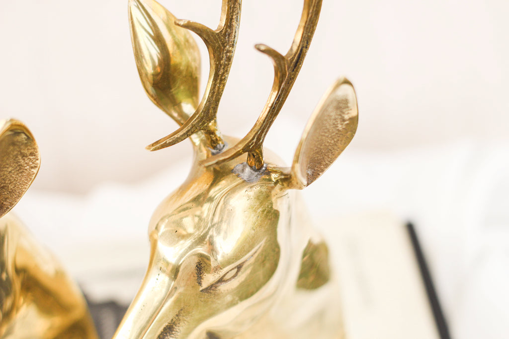 Pair of Brass Reindeer Bookends