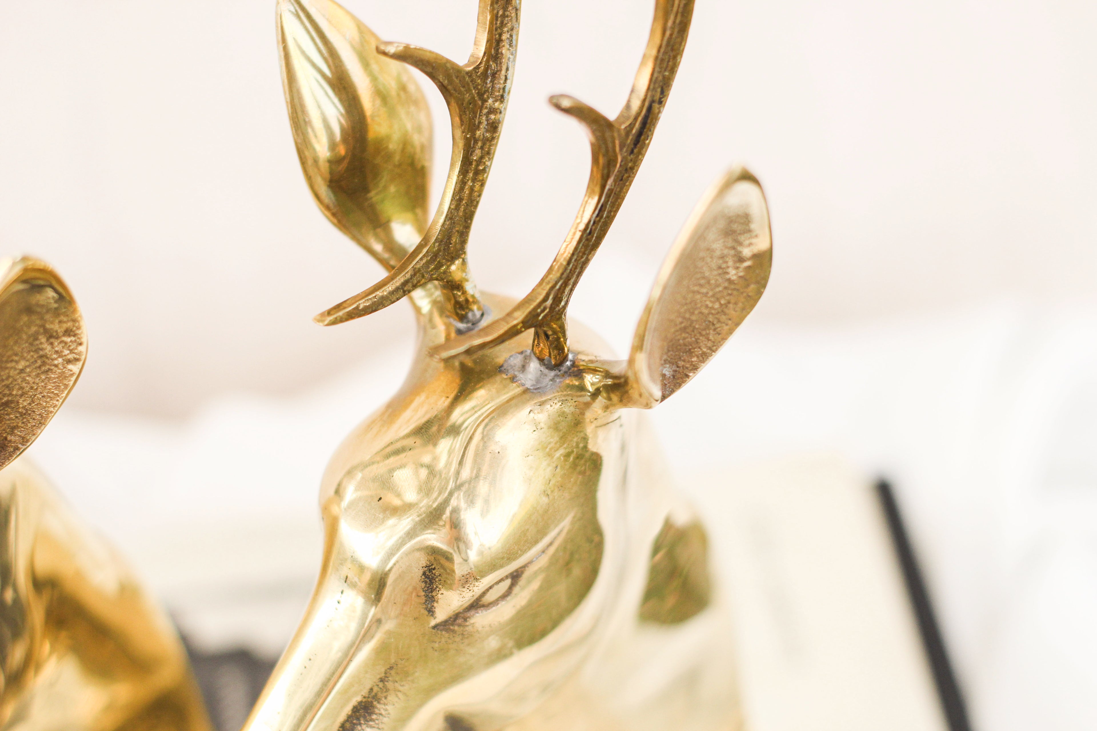 Pair of Brass Reindeer Bookends