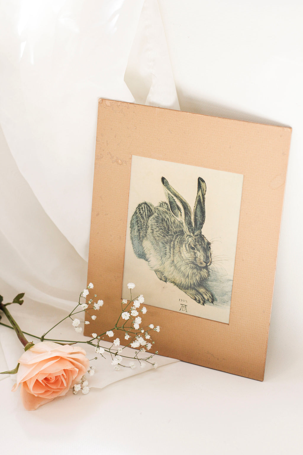 Vintage Matted Rabbit Print