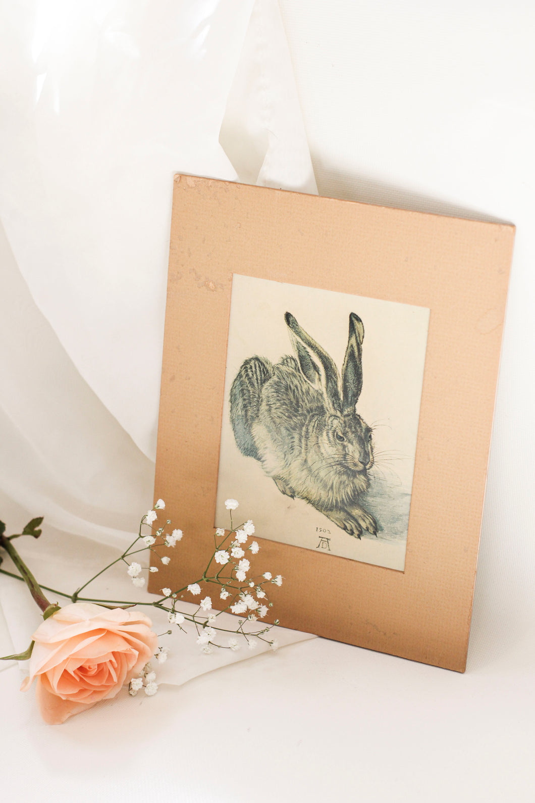 Vintage Matted Rabbit Print