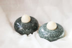 Pair of Green Stone Candle Holders