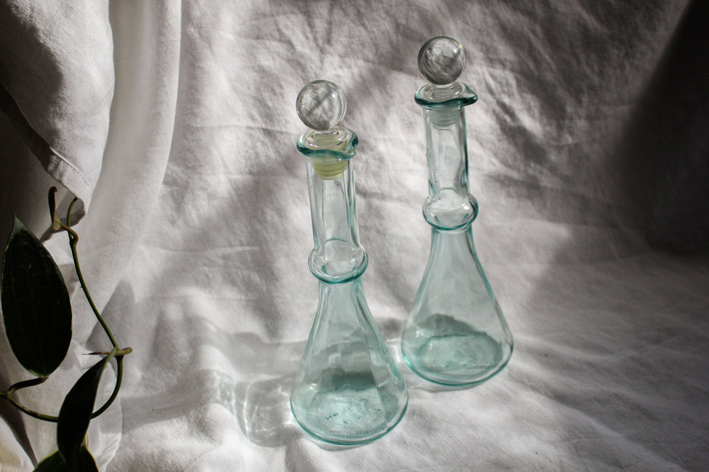 Pair of Blue Glass Cruets