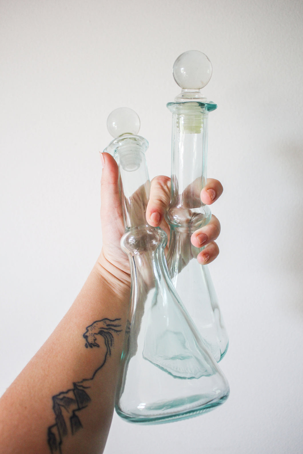 Pair of Blue Glass Cruets