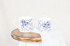 Pair of Blue and White Floral Mugs