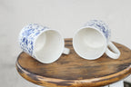 Pair of Blue and White Floral Mugs