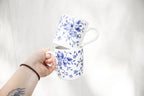 Pair of Blue and White Floral Mugs