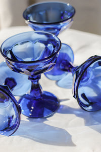 Set of Four Blue Coupe Glasses