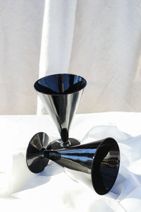 Pair of Modern Black Wine Glasses