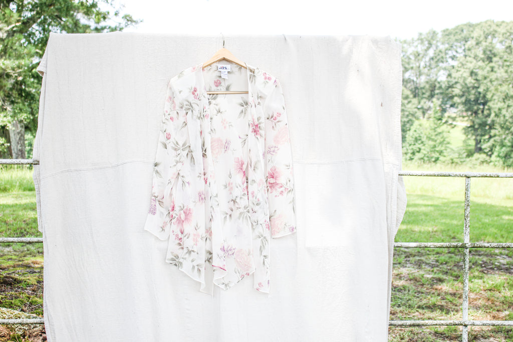 Sheer Floral Cover Up - Size 8