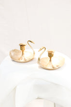 Load image into Gallery viewer, Pair of Vintage Brass Swan Candle Holders
