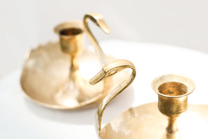 Pair of Vintage Brass Swan Candle Holders