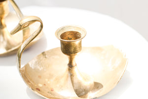 Pair of Vintage Brass Swan Candle Holders