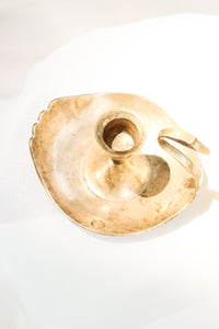 Pair of Vintage Brass Swan Candle Holders