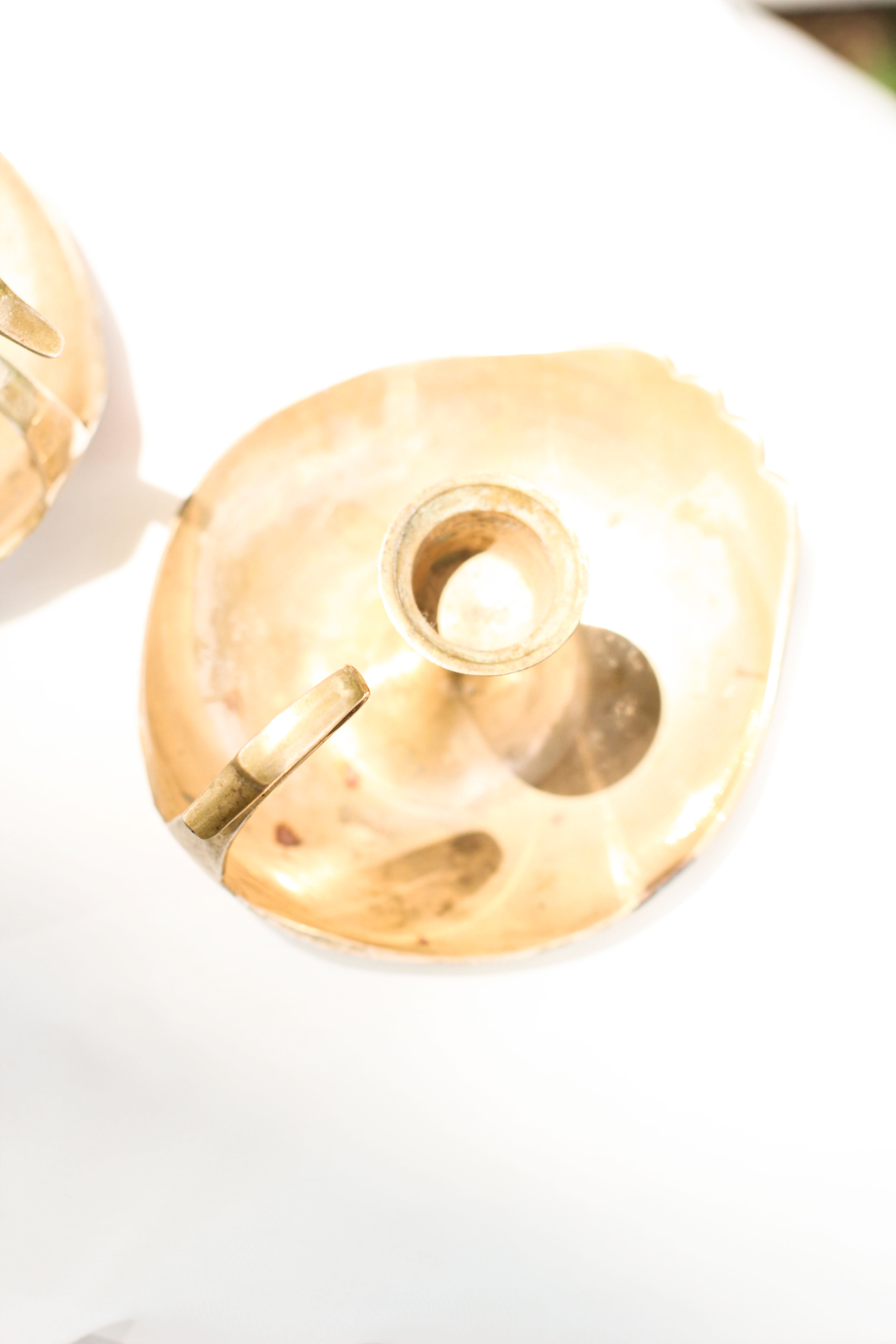 Pair of Vintage Brass Swan Candle Holders