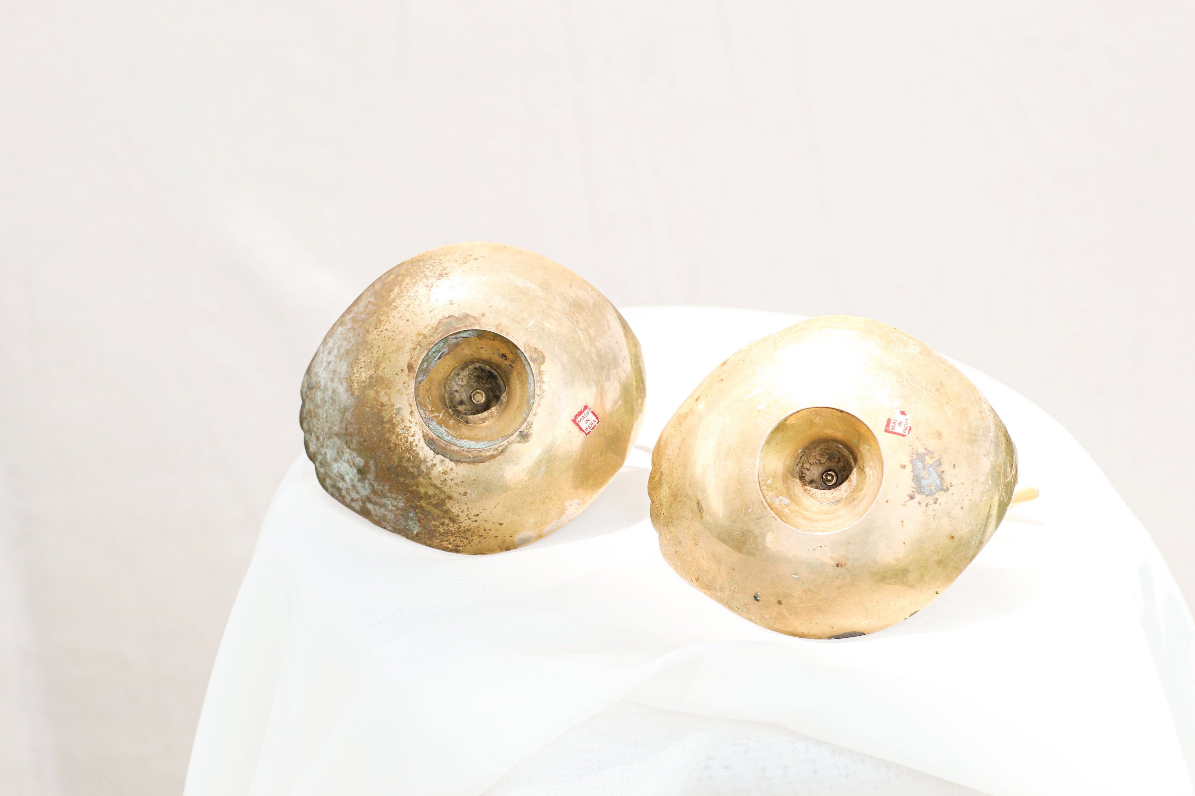 Pair of Vintage Brass Swan Candle Holders