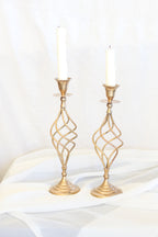 Pair of Swirling Brass Candle Holders