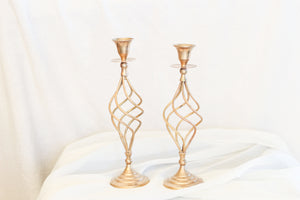 Pair of Swirling Brass Candle Holders
