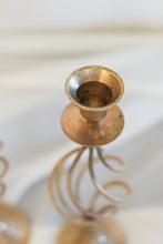 Load image into Gallery viewer, Pair of Swirling Brass Candle Holders
