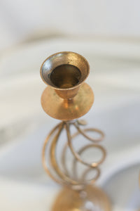 Pair of Swirling Brass Candle Holders