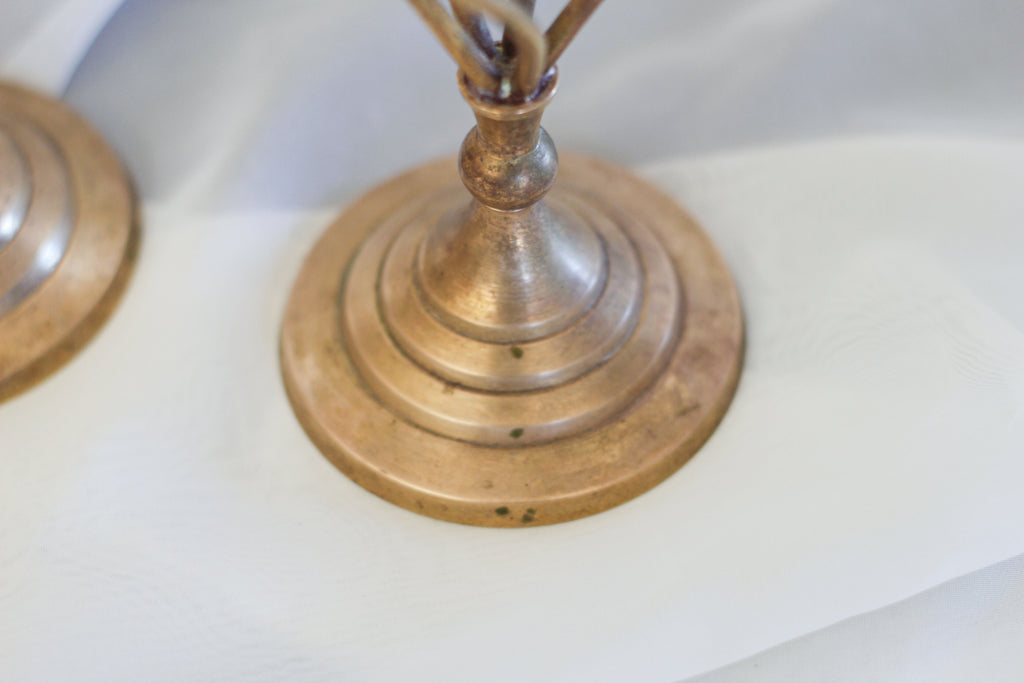 Pair of Swirling Brass Candle Holders