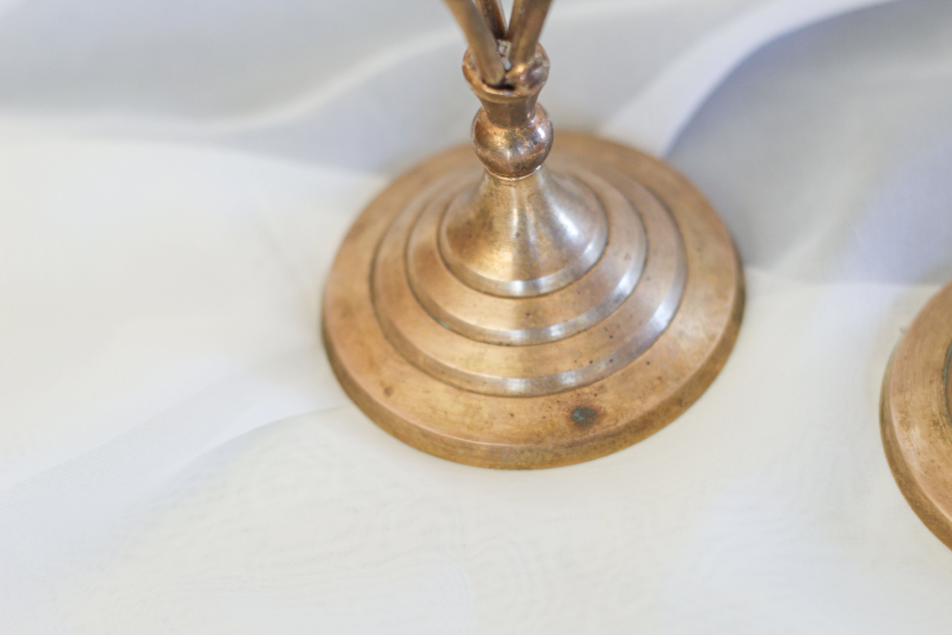 Pair of Swirling Brass Candle Holders