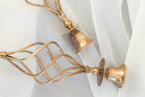 Pair of Swirling Brass Candle Holders