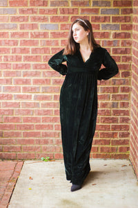 Green Velvet Floor Length Gown