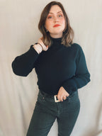 Black Ribbed Turtleneck - Size M