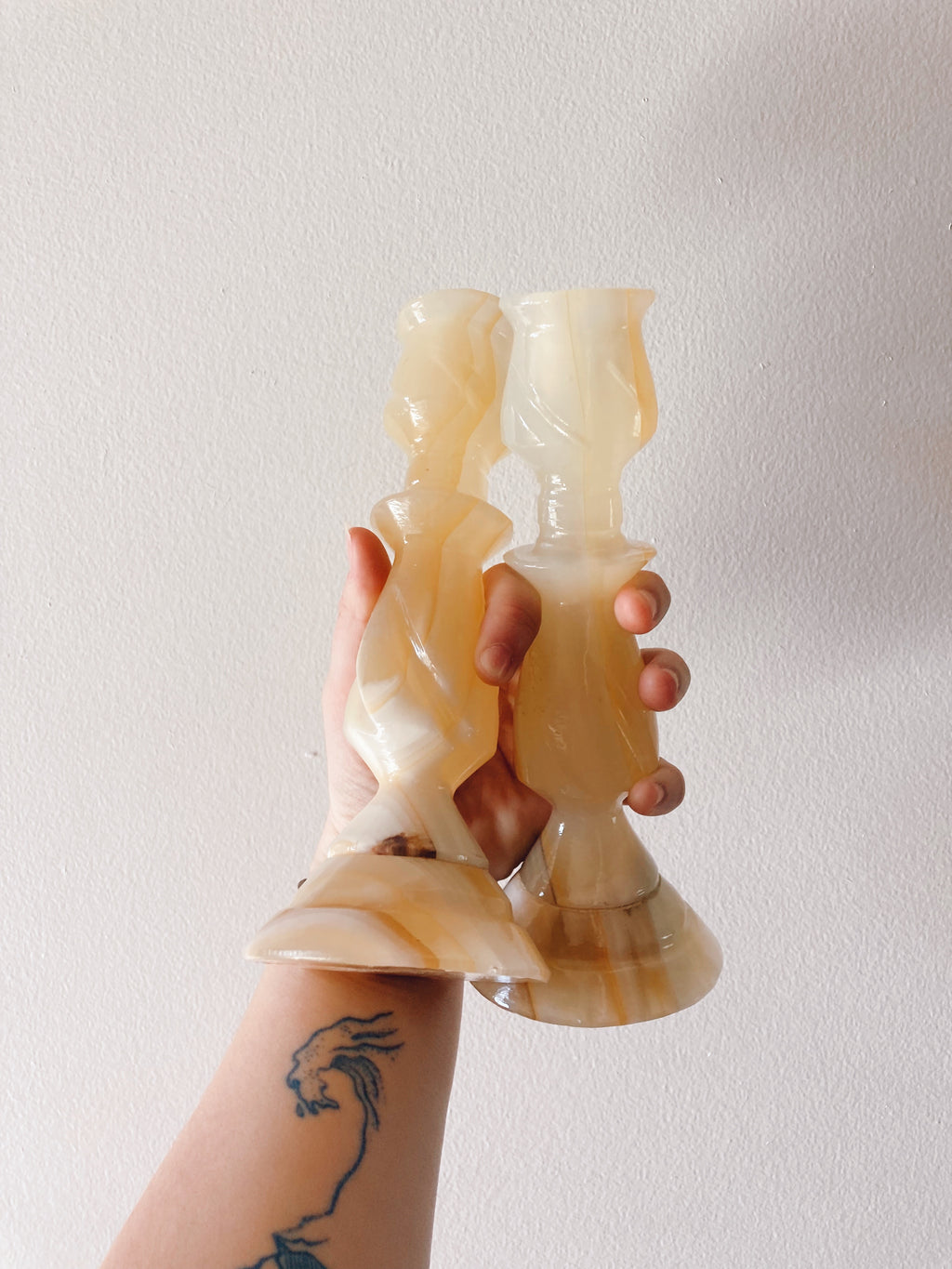 Pair of Onyx Candle Holders