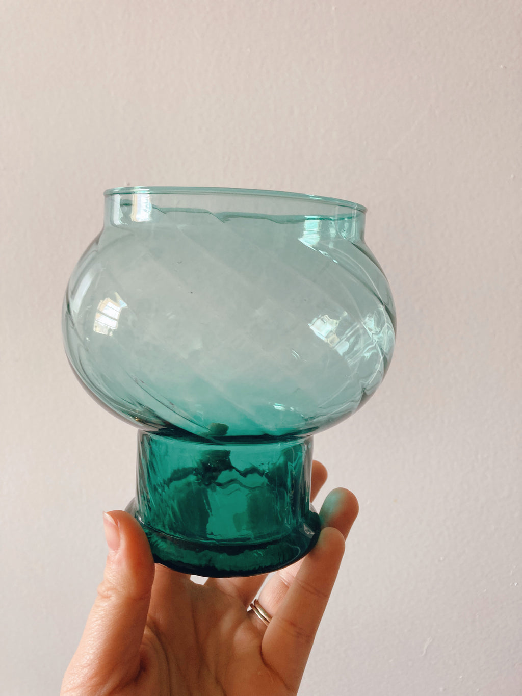 Handblown Teal Hurricane Vase